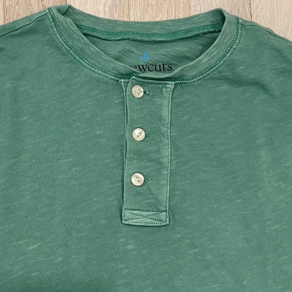 Crewcuts J.Crew Forest Green Long Sleeve Henley Cotton T-Shirt Boys Size L 11/12